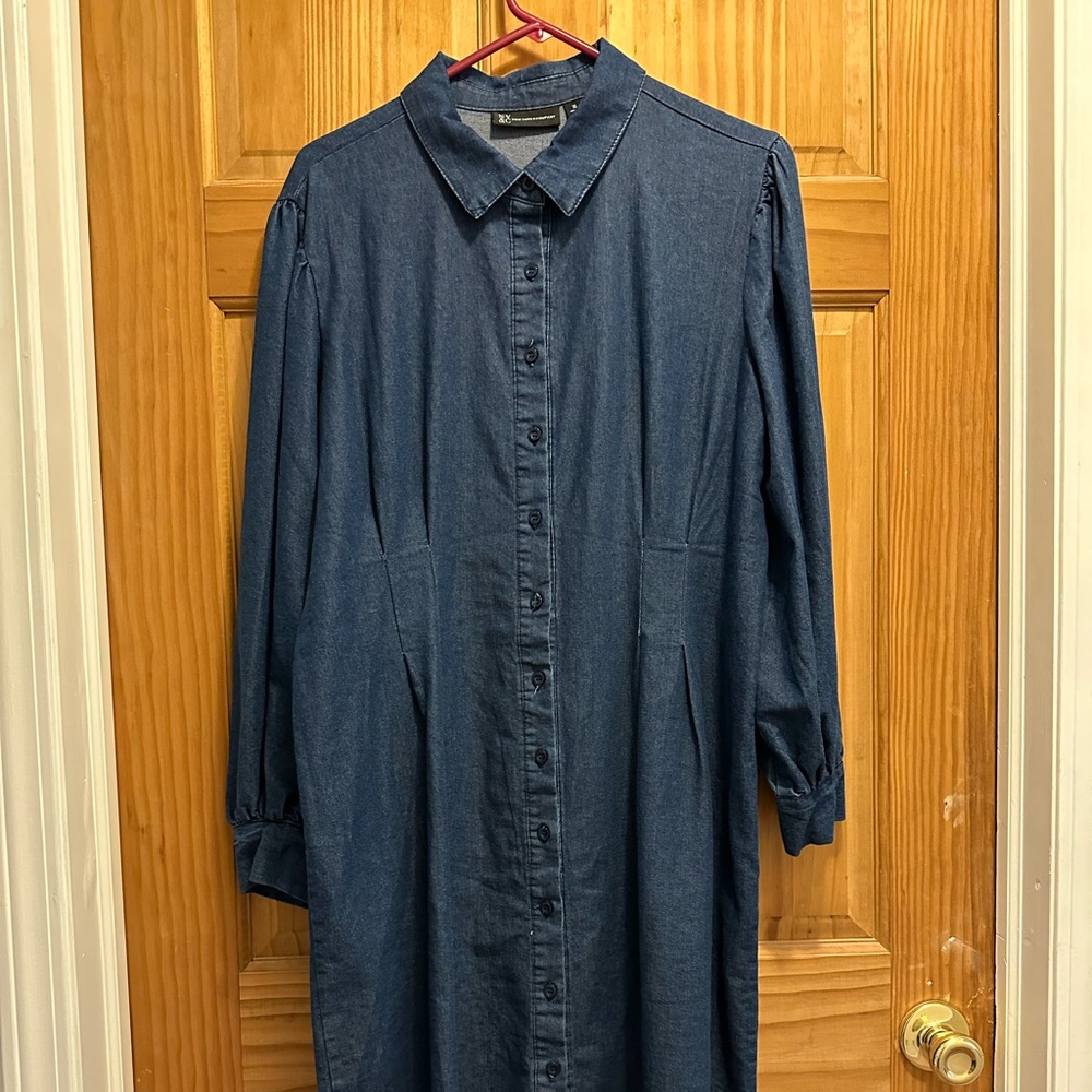 New York & Company Denim Shirt Dress Size XL